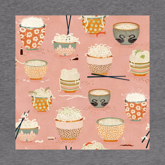 Oodles of noodles pink by katherinequinnillustration